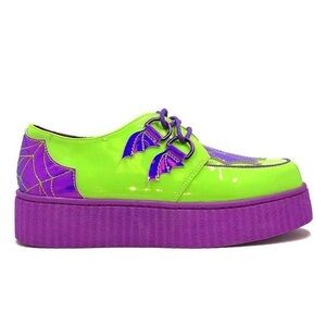 Strange Cvlt Goth Rockabilly Krypt Creature Platform Bat Wing Creeper Shoes 💚